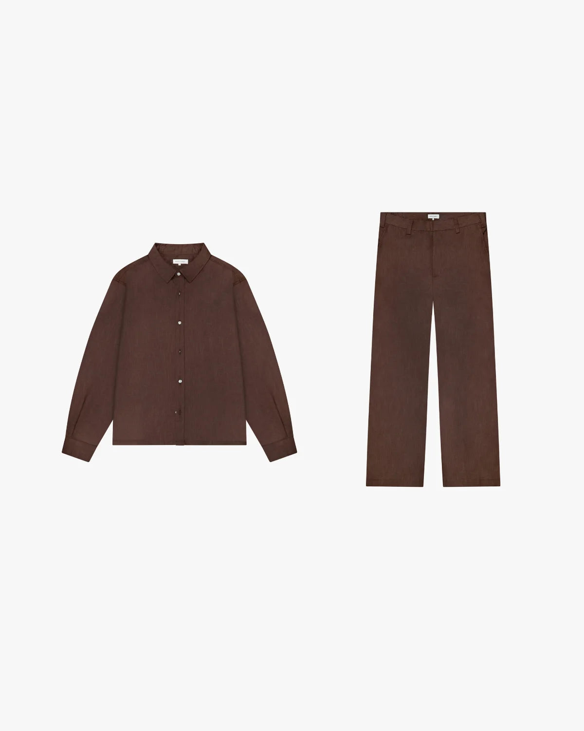 Cannes Linen Set | Brown flatlay