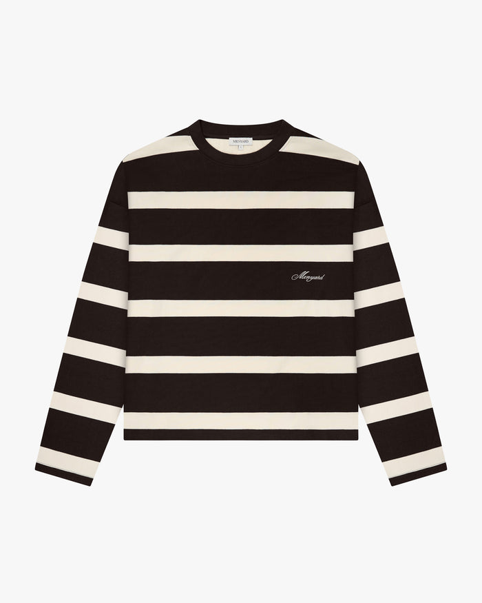 Striped Boxy Longsleeve | Ecru/Dark Brown