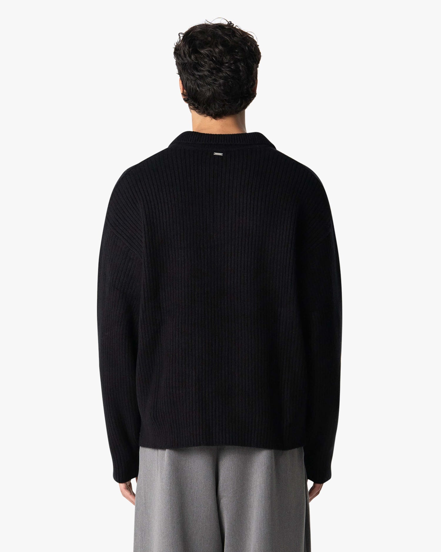 Ravello Oversized Cotton V-Neck Sweater | Black