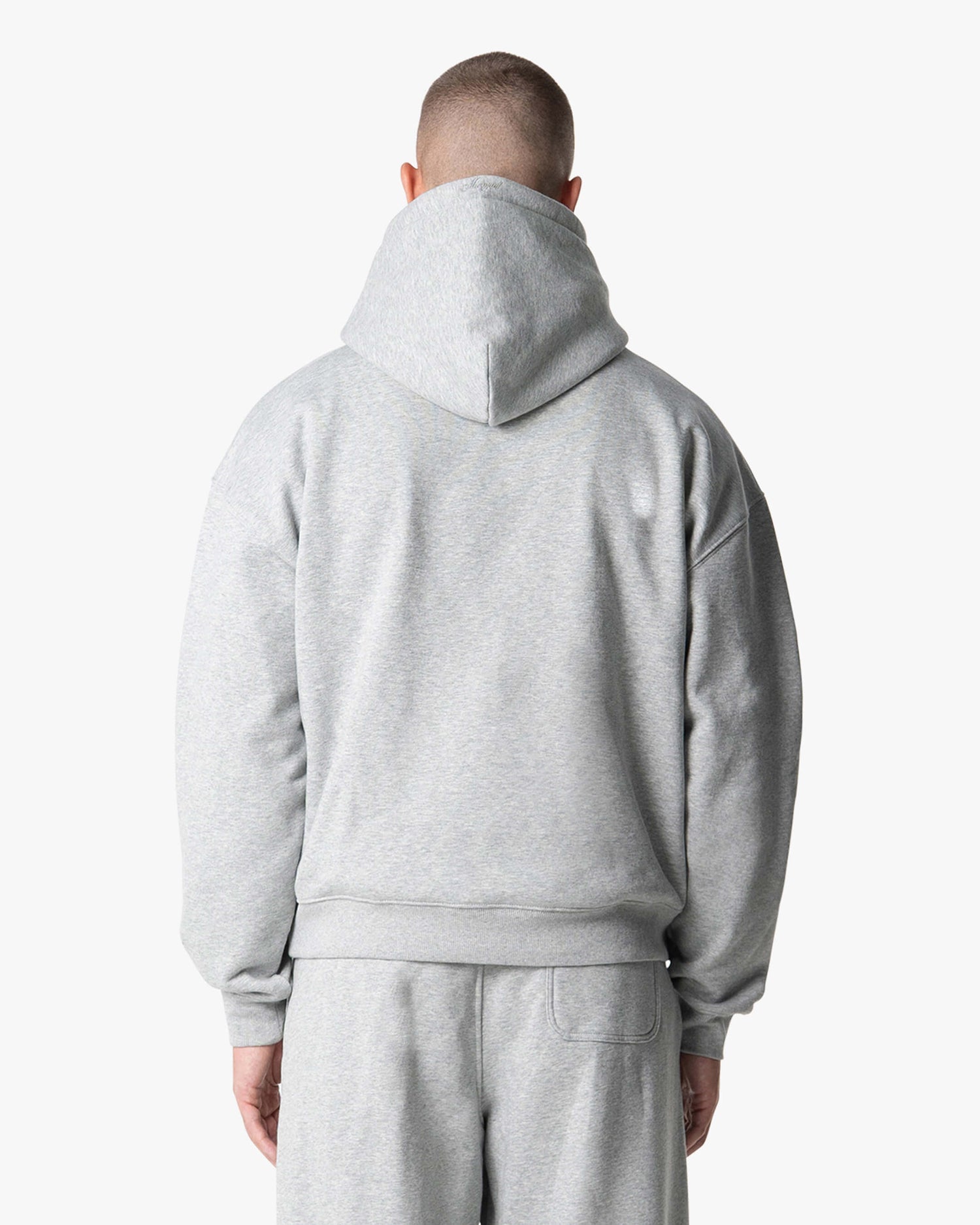 Oversized Blank Zip Hoodie | Grey Melee