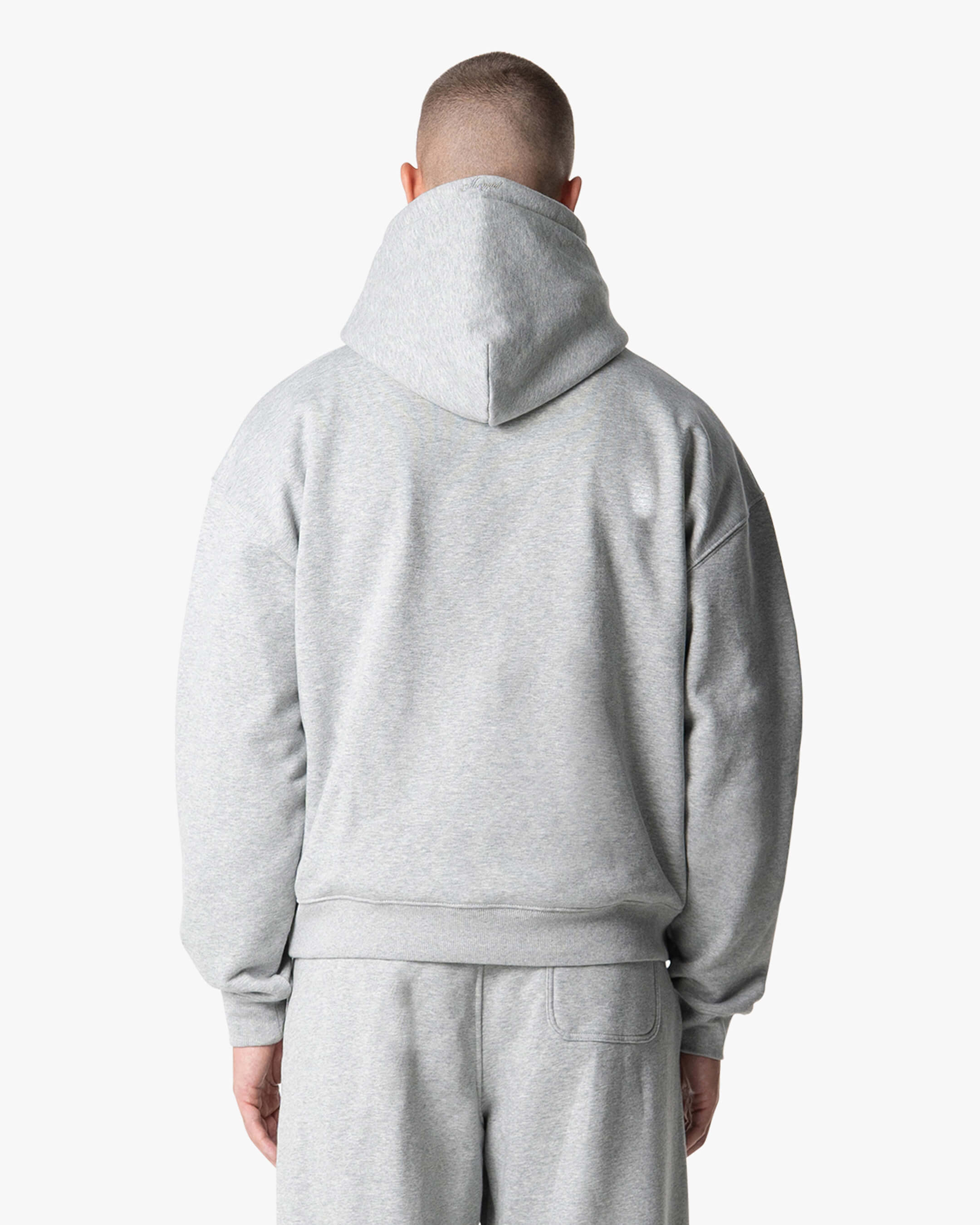 Oversized Blank Zip Hoodie | Grey Melee