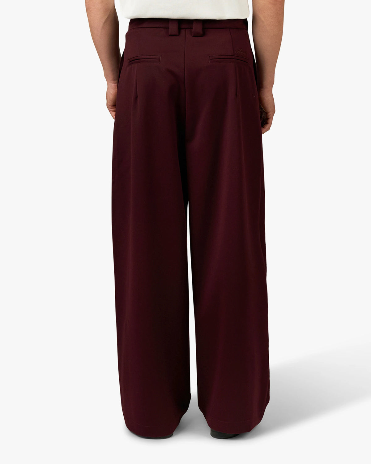 Ambra Pleated Loose-Fit Pants | Burgundy