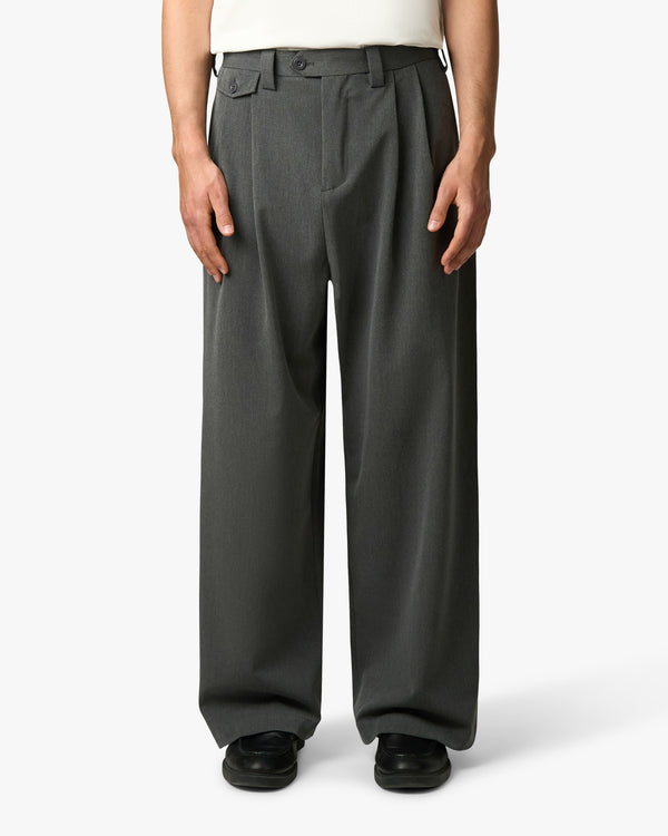 Ambra Pleated Loose-Fit Pants | Dark Grey Melee