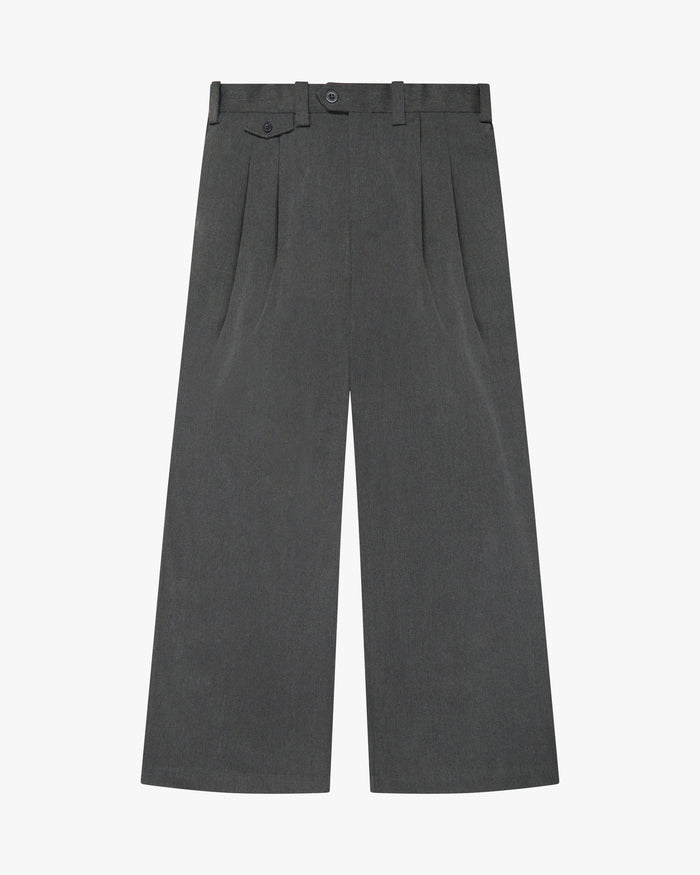 Ambra Pleated Loose-Fit Pants | Dark Grey Melee