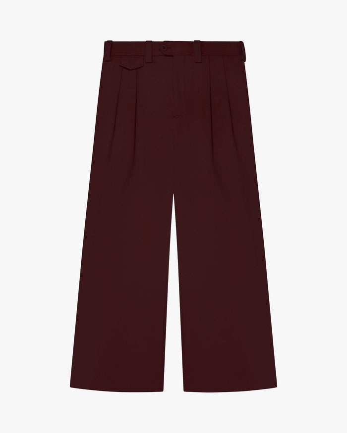 Ambra Pleated Loose-Fit Pants | Burgundy
