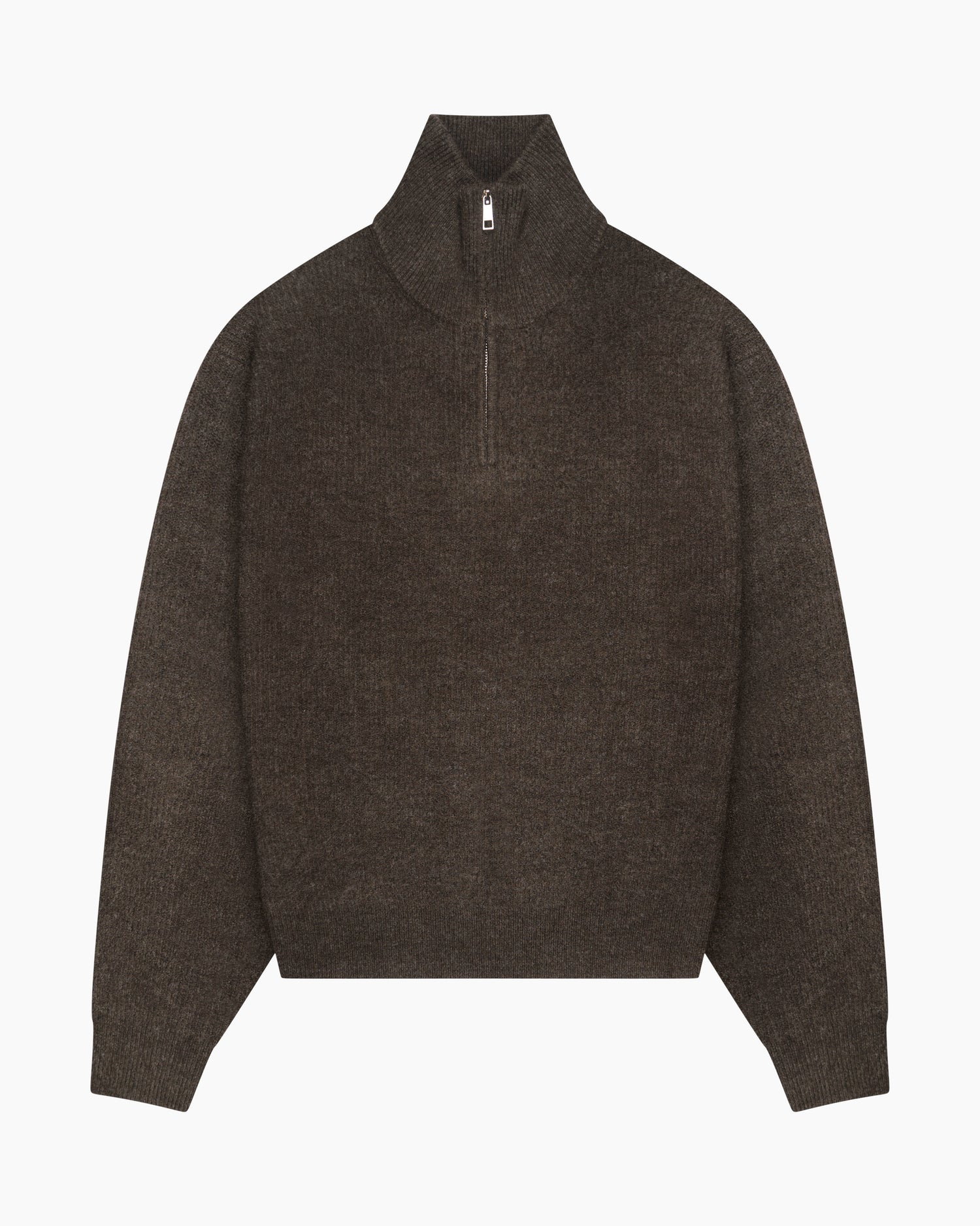 Sontuso Knitted Half-Zip Sweater | Dark Brown