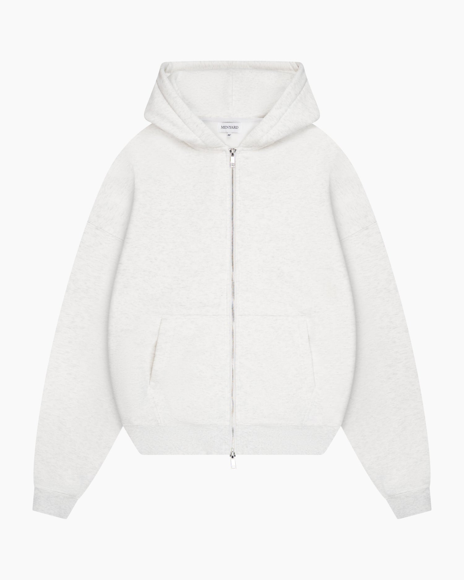 Oversized Blank Zip Hoodie | Light Grey Melee