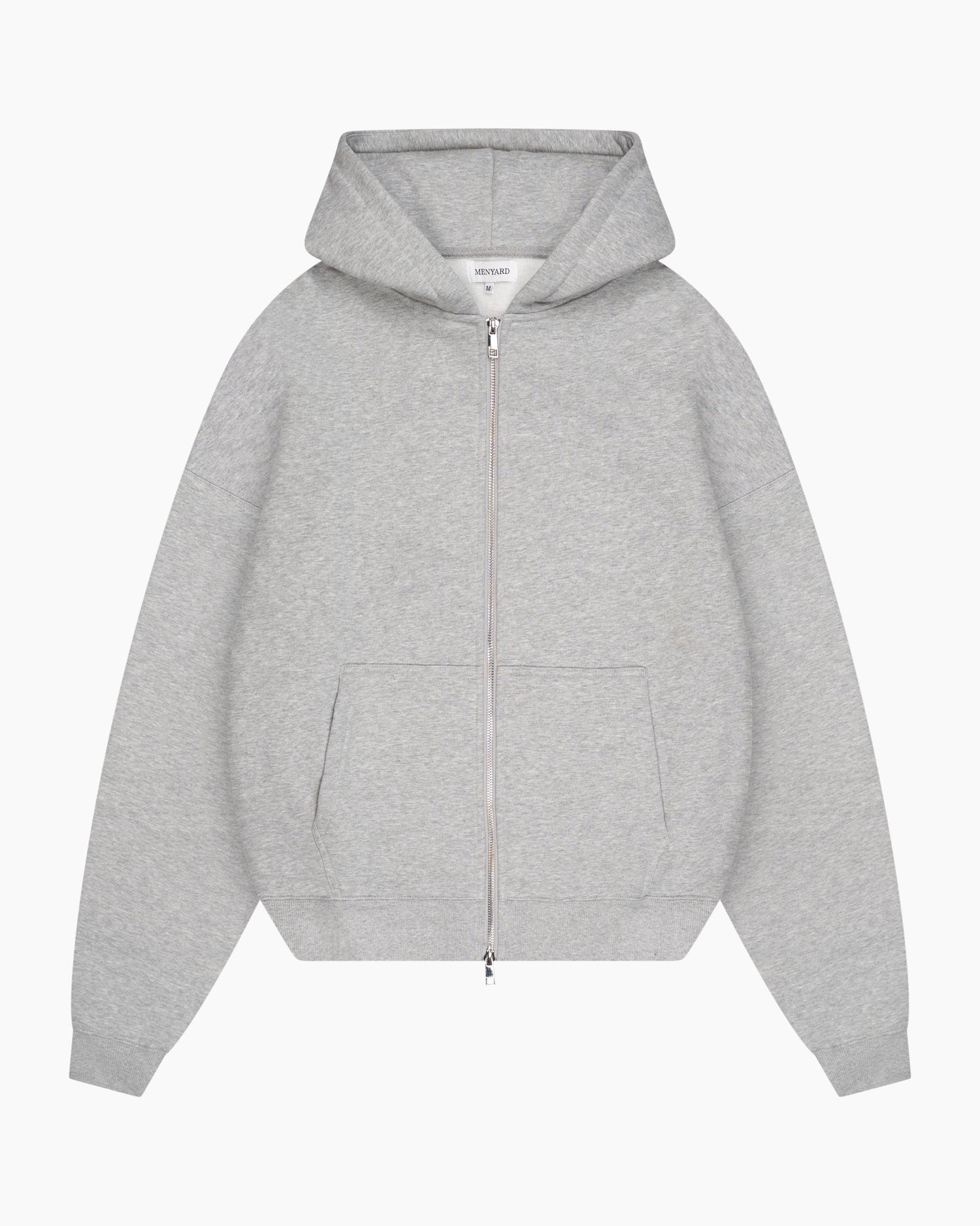 Oversized Blank Zip Hoodie | Grey Melee