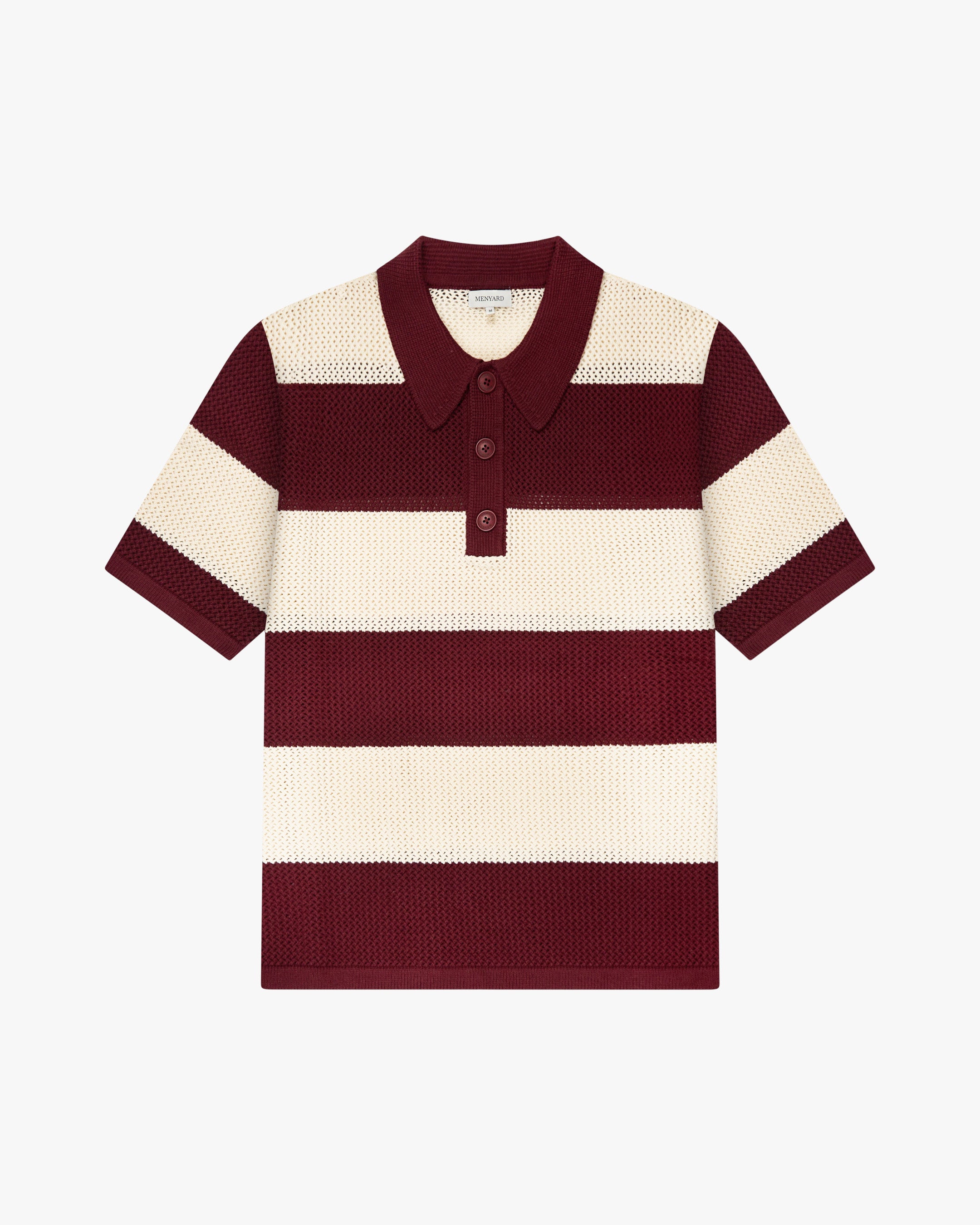 Cabris Knitted Polo | Burgundy/Ecru