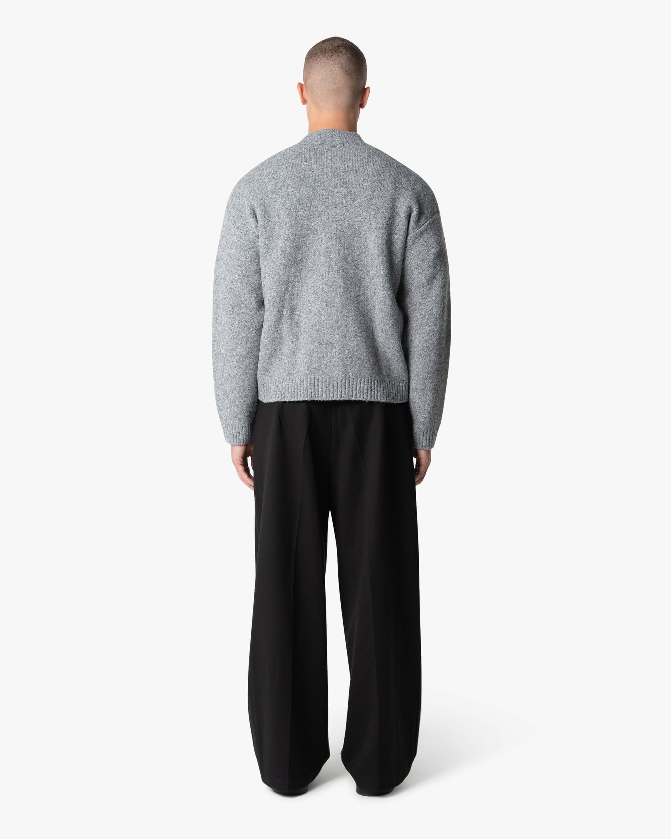 Signore Brushed Zip-Up Cardigan | Grey Melee