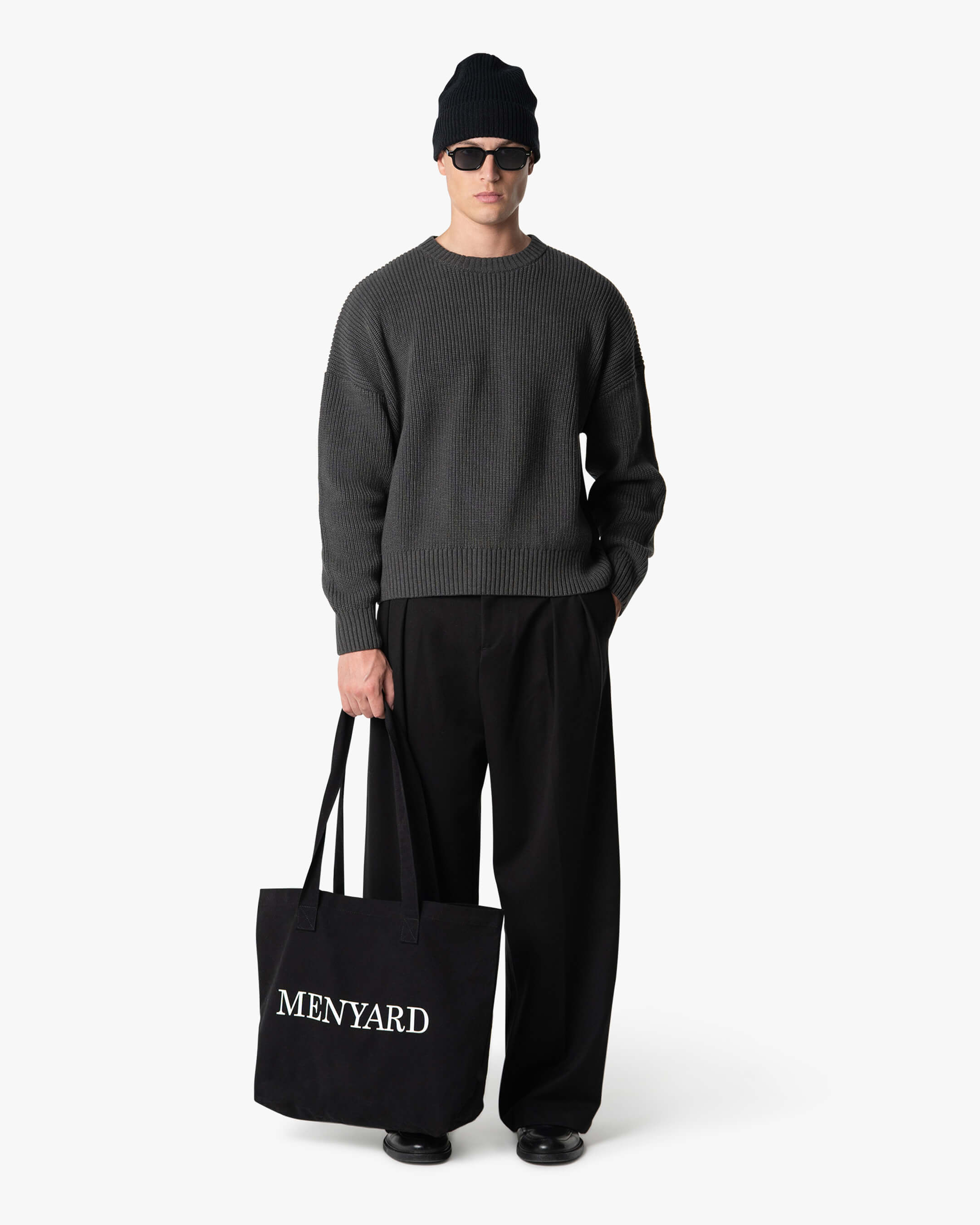 Emilian Oversized Cotton Boxy Sweater | Dark Grey