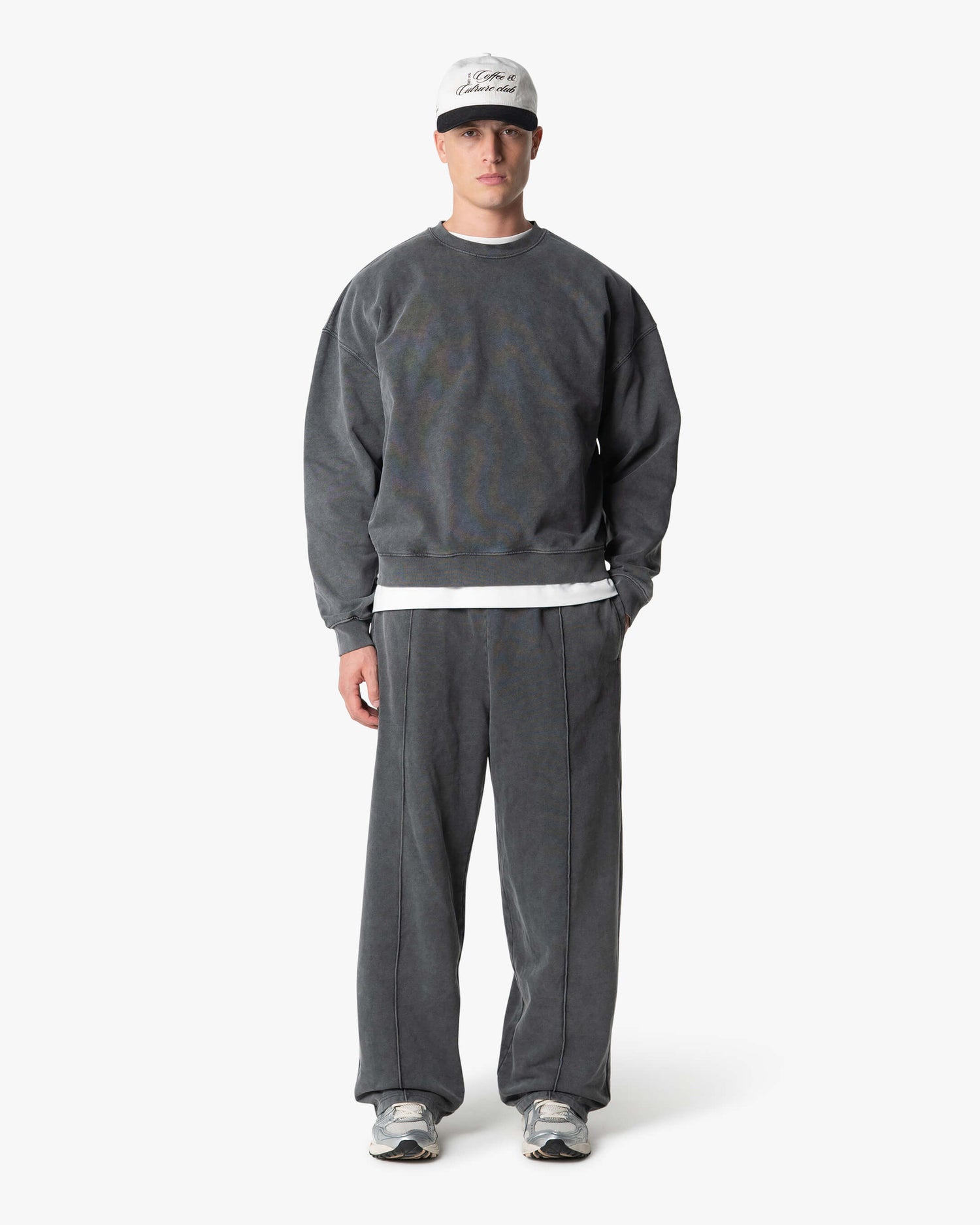 Acid Wash Oversized Pleated Sweatpants | Acid Grey