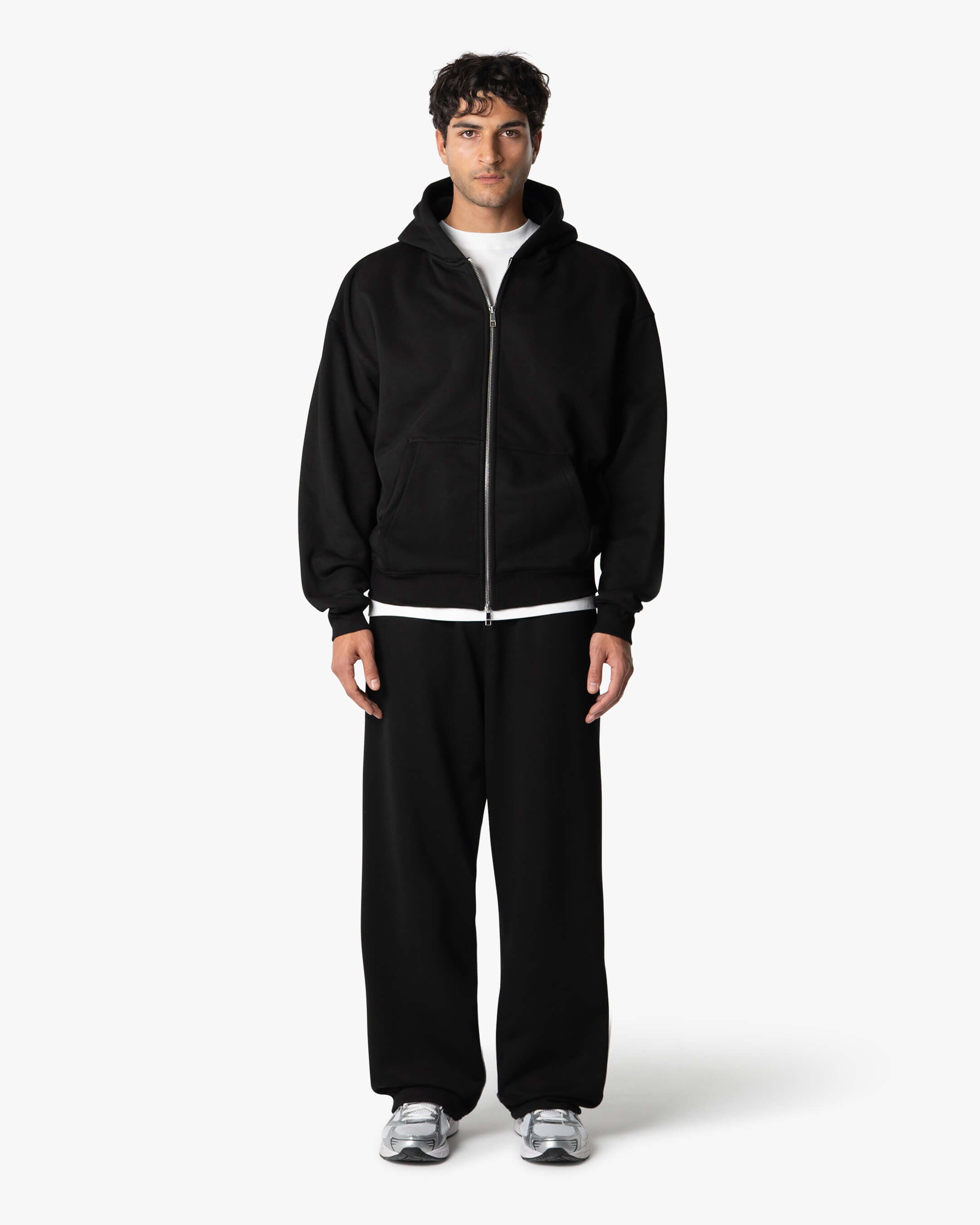 Oversized Blank Zip Hoodie | Black
