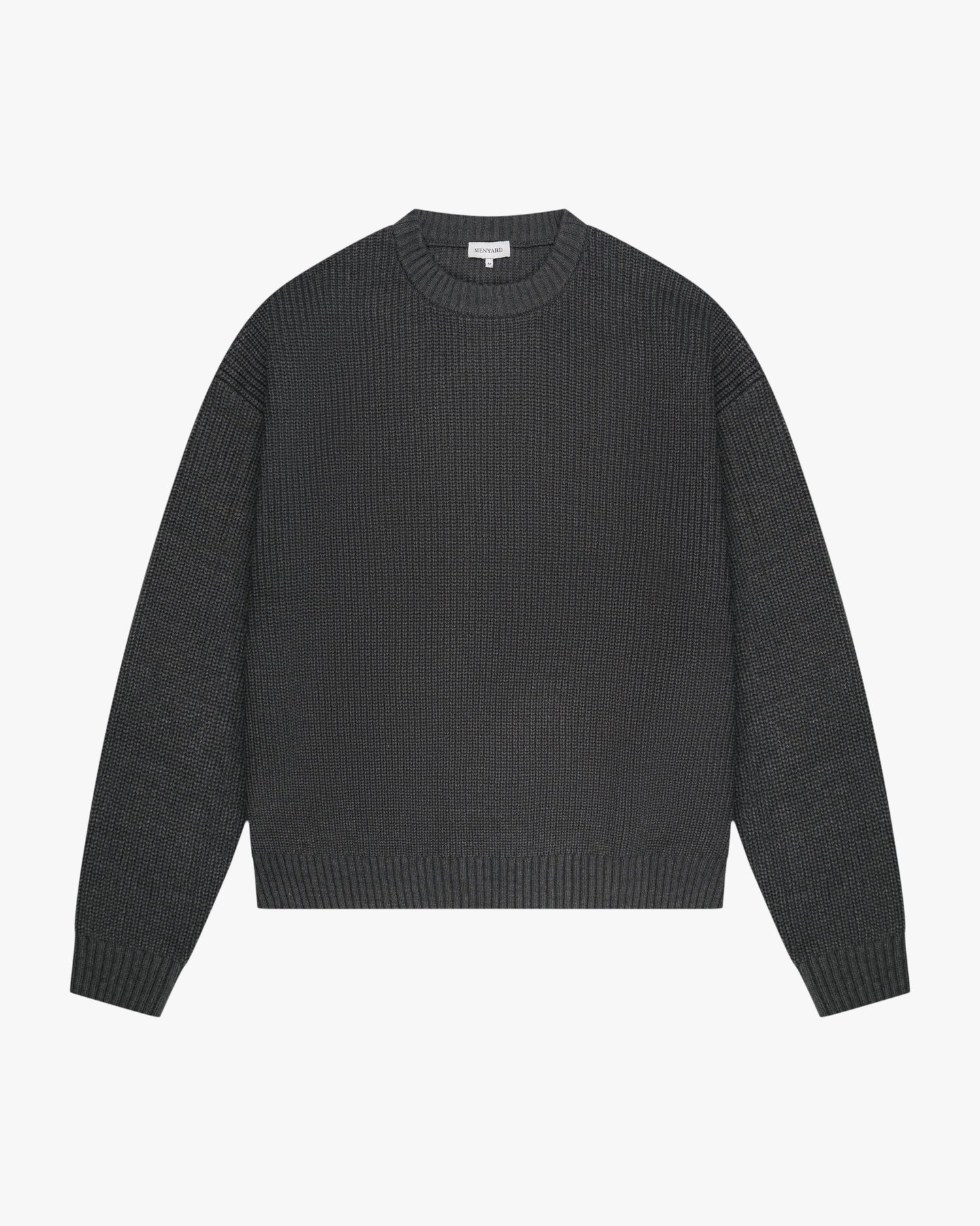 Naval Knitted Cotton Sweater | Dark Grey