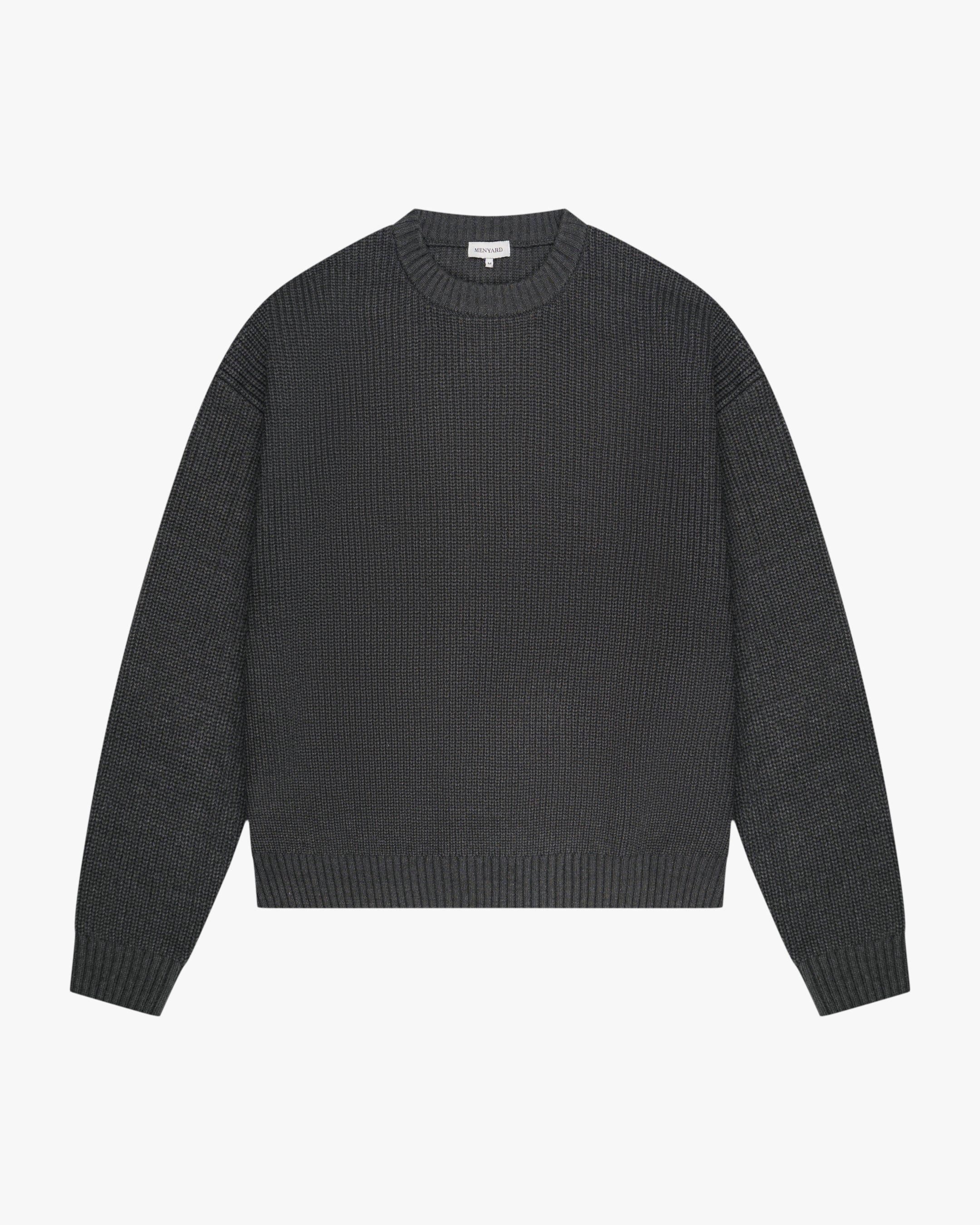 Naval Knitted Cotton Sweater | Dark Grey
