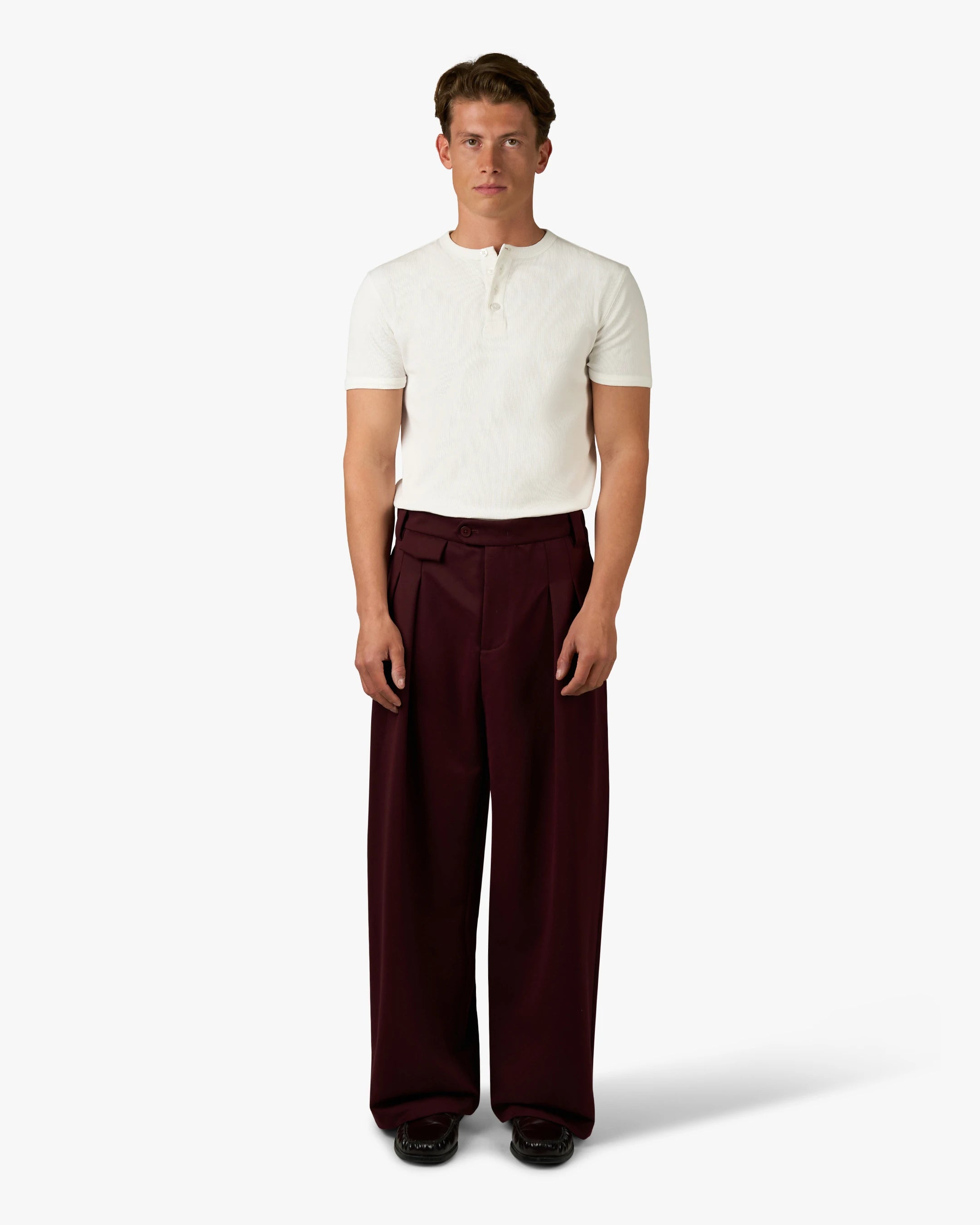 Mougins Ribbed Henley T-Shirt | White