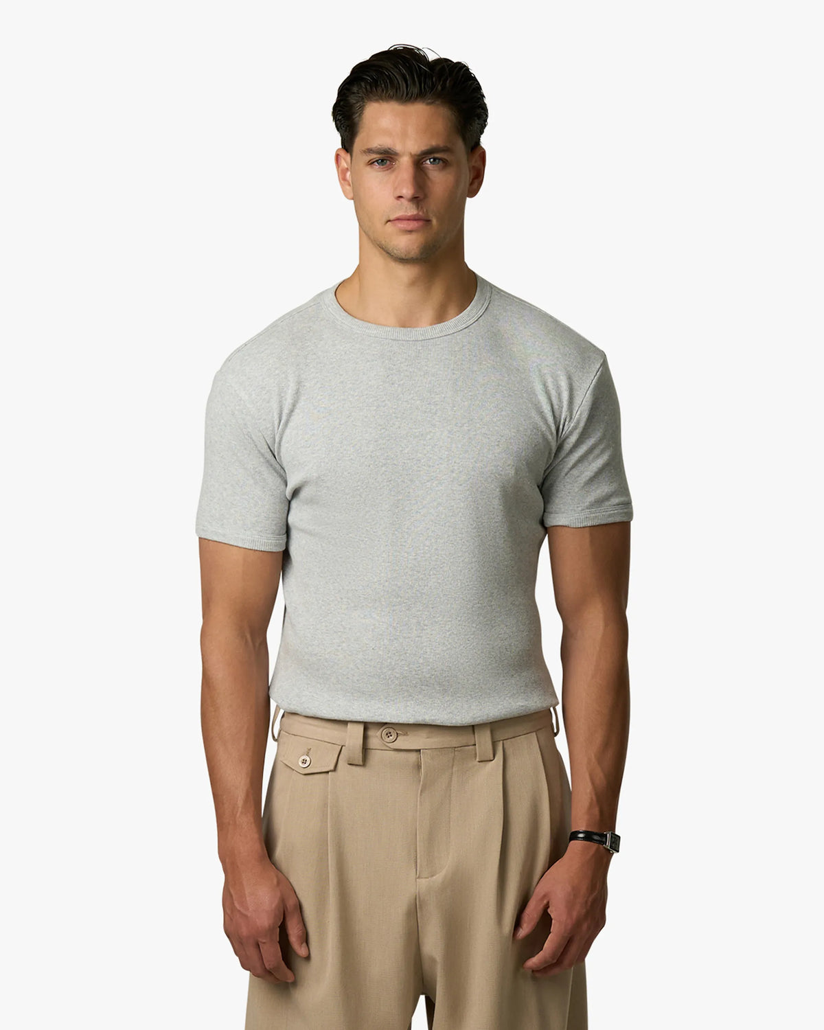 Ribbed T-Shirt | Grey Melee