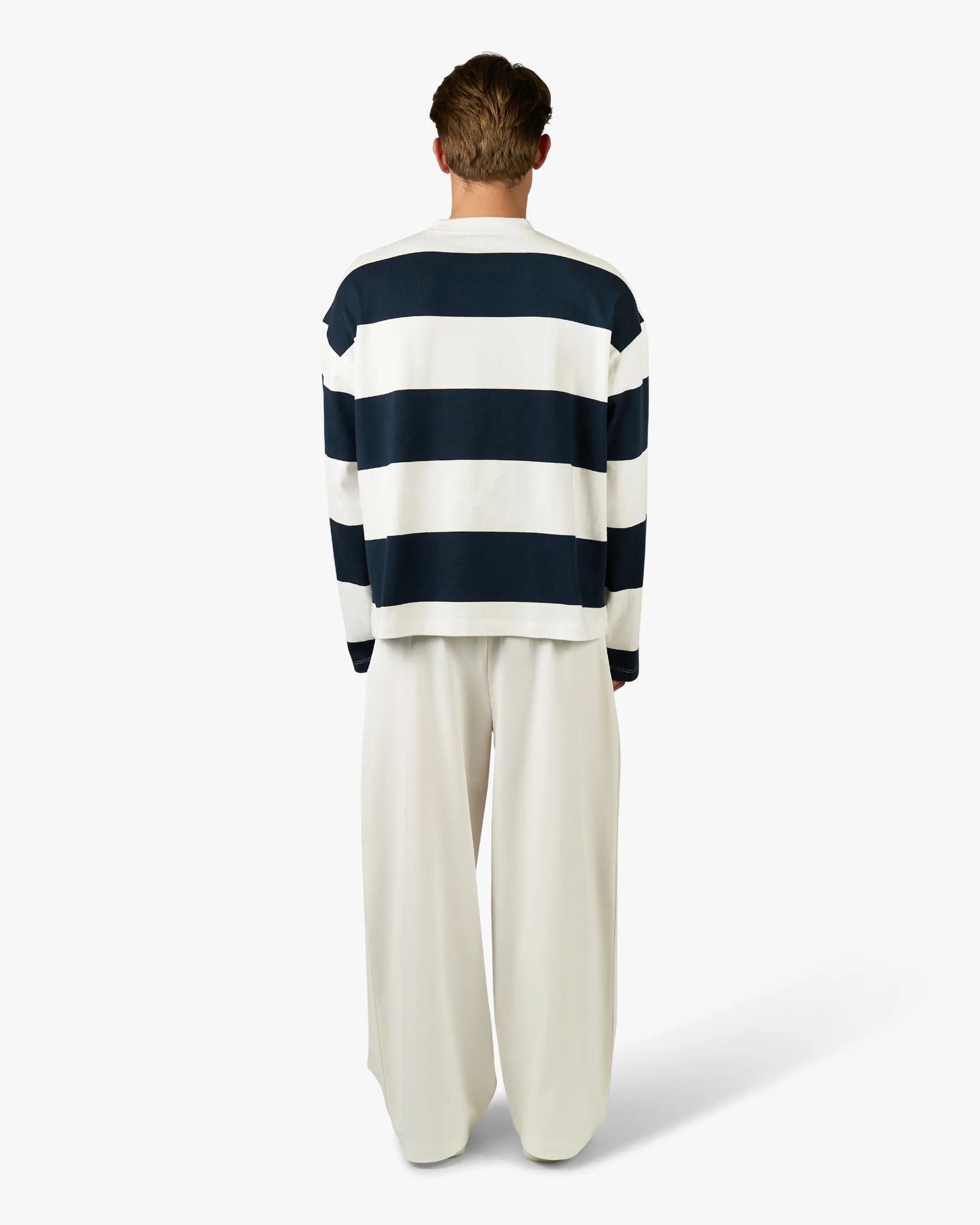Striped Boxy Longsleeve | Dark Blue/White