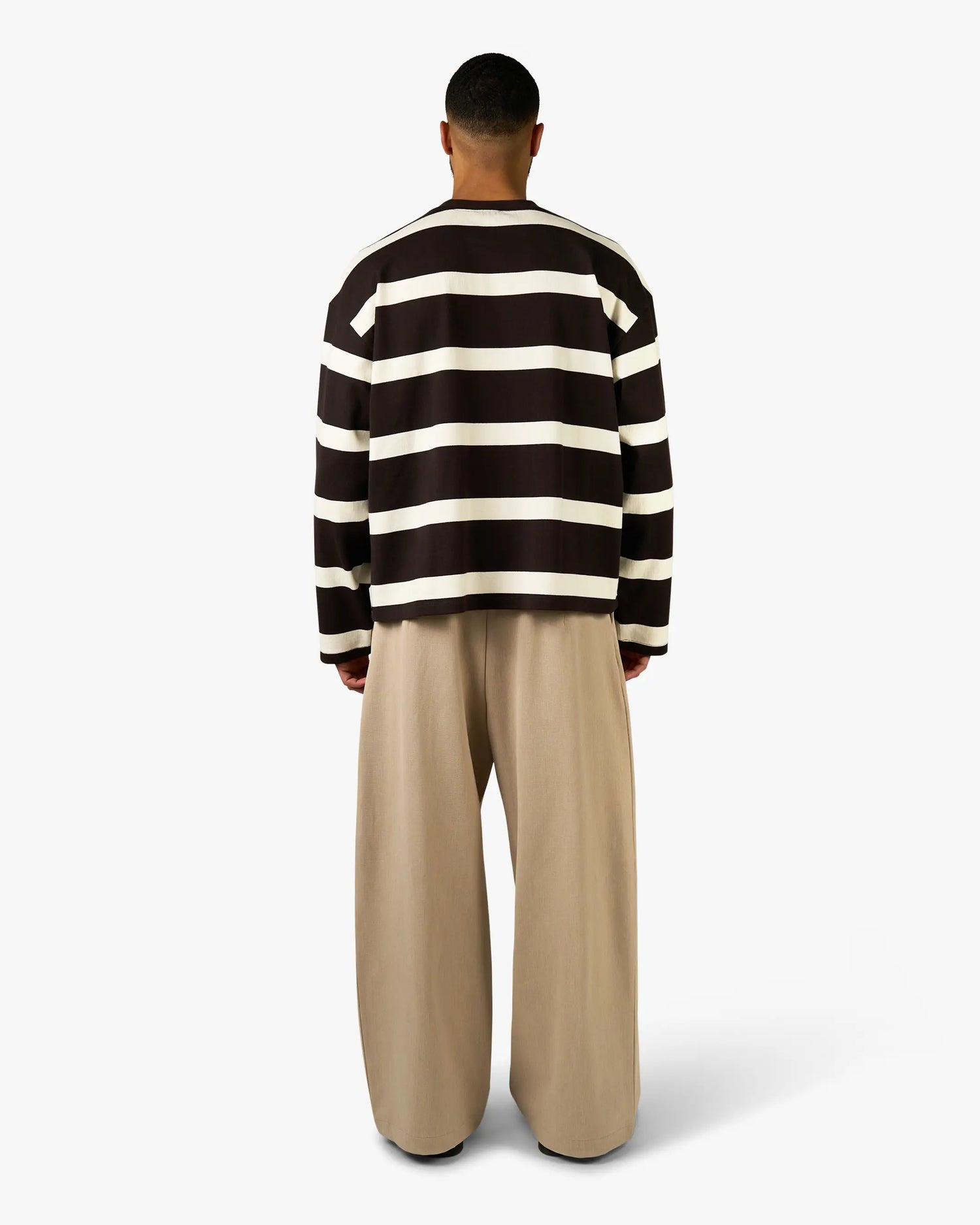 Striped Boxy Longsleeve | Ecru/Dark Brown