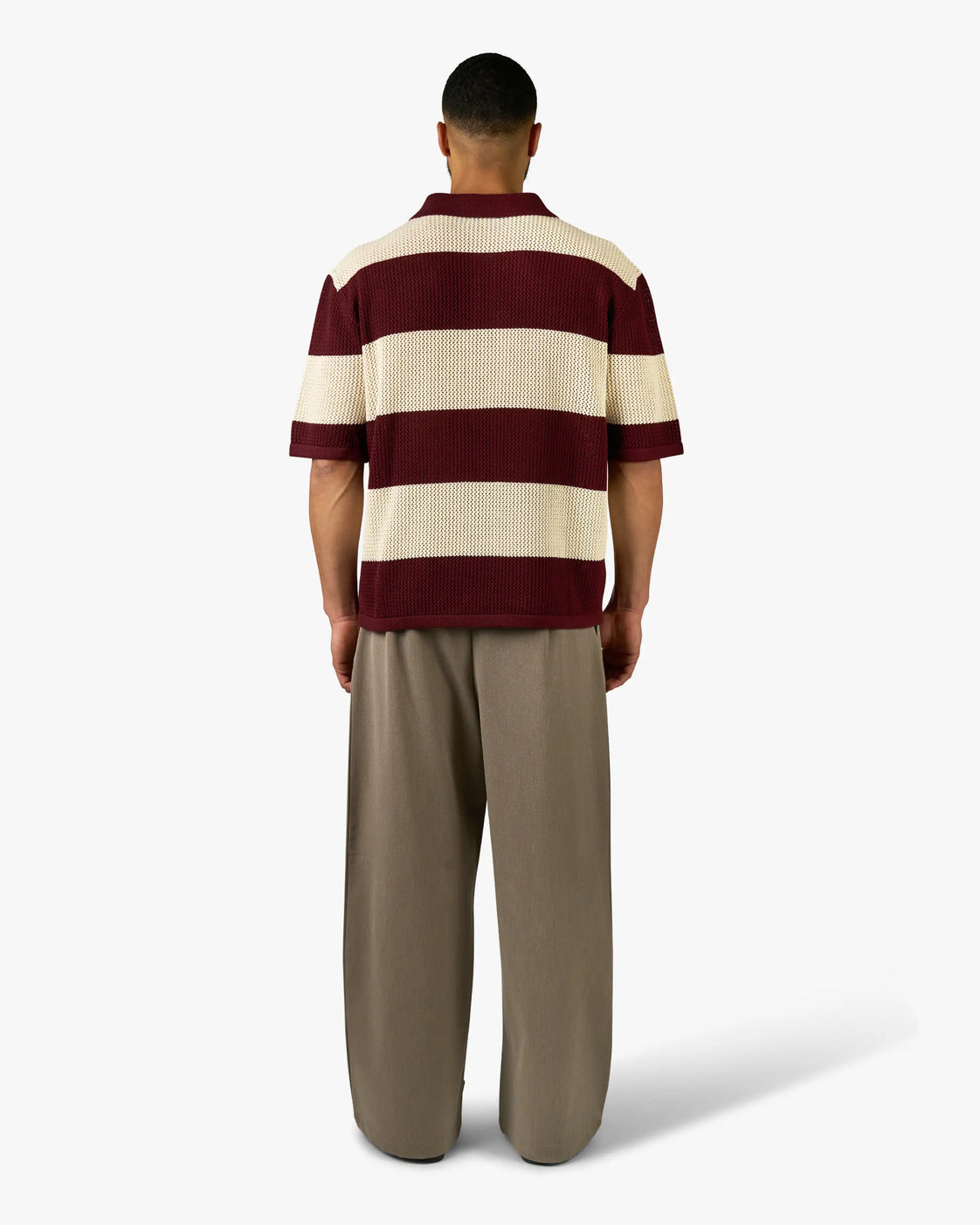 Cabris Knitted Polo | Burgundy/Ecru