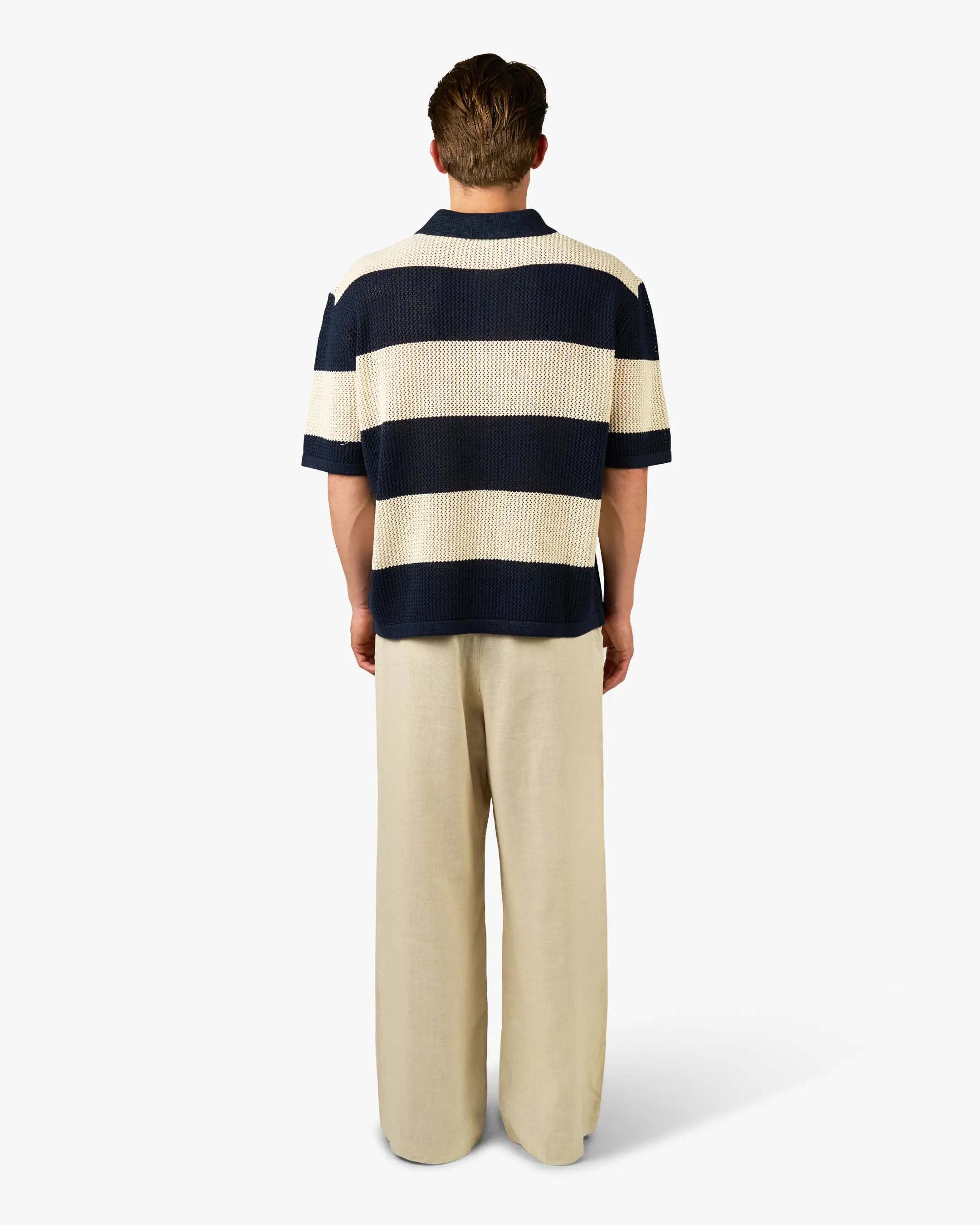 Cabris Knitted Polo | Navy/Ecru
