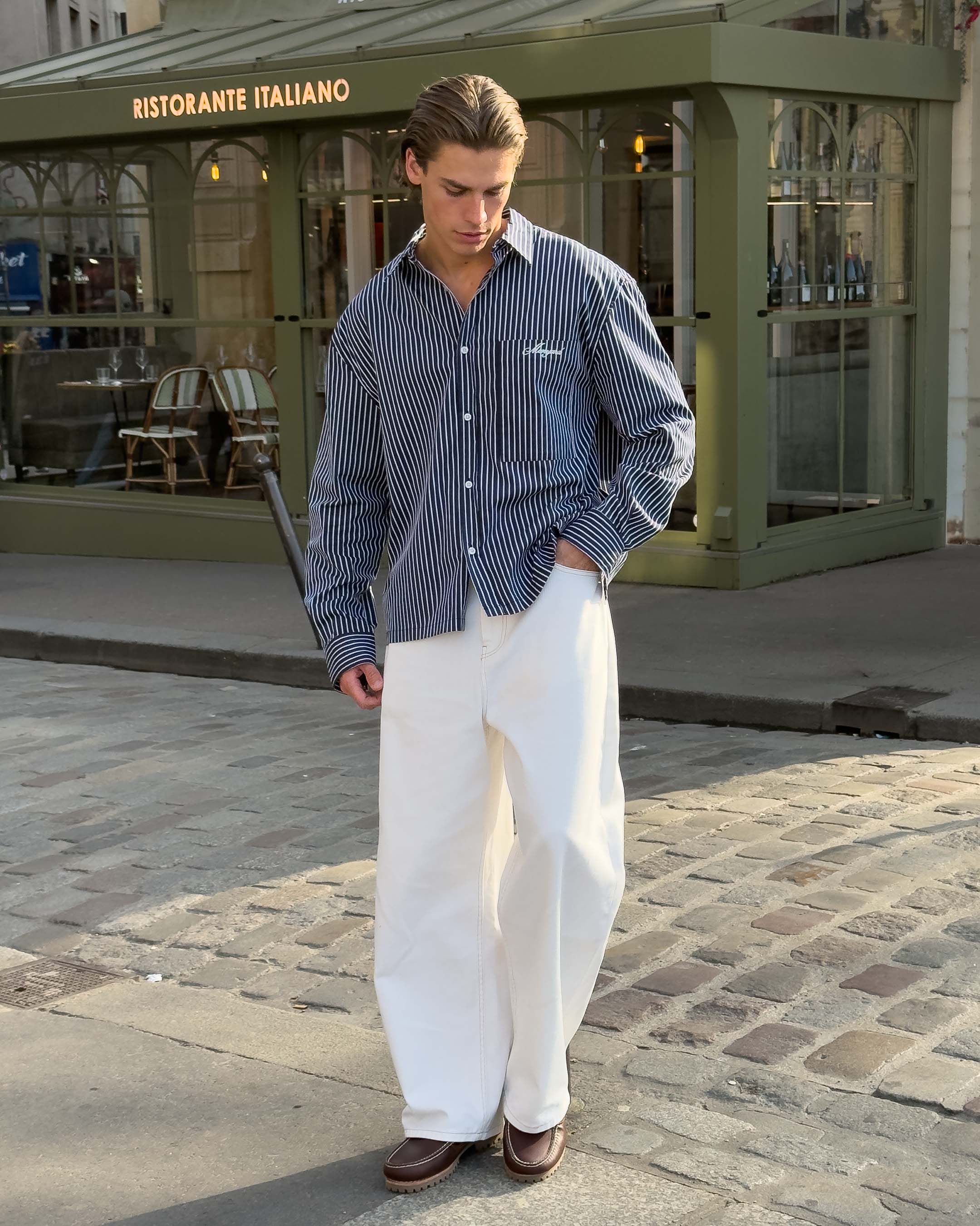 Benet Shirt | Dark Blue/White