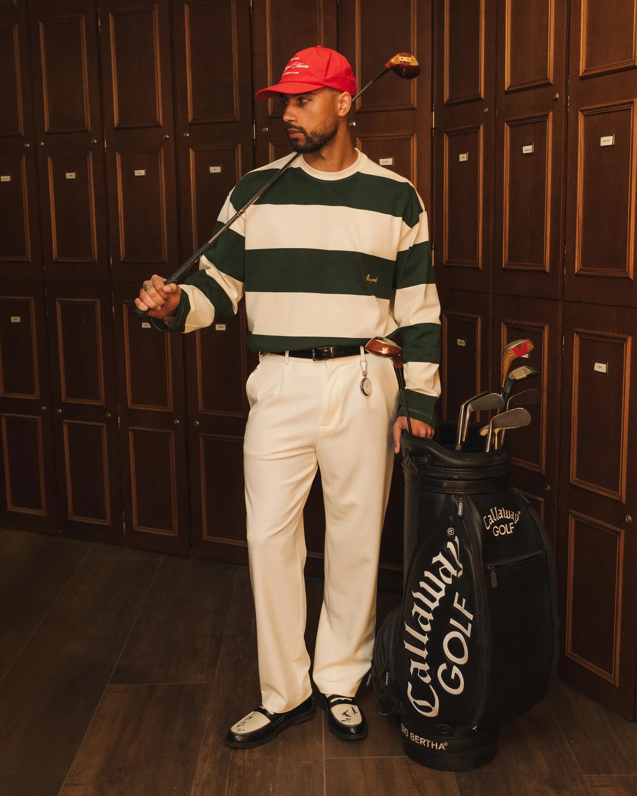 Striped Boxy Longsleeve | Dark Green/Ecru