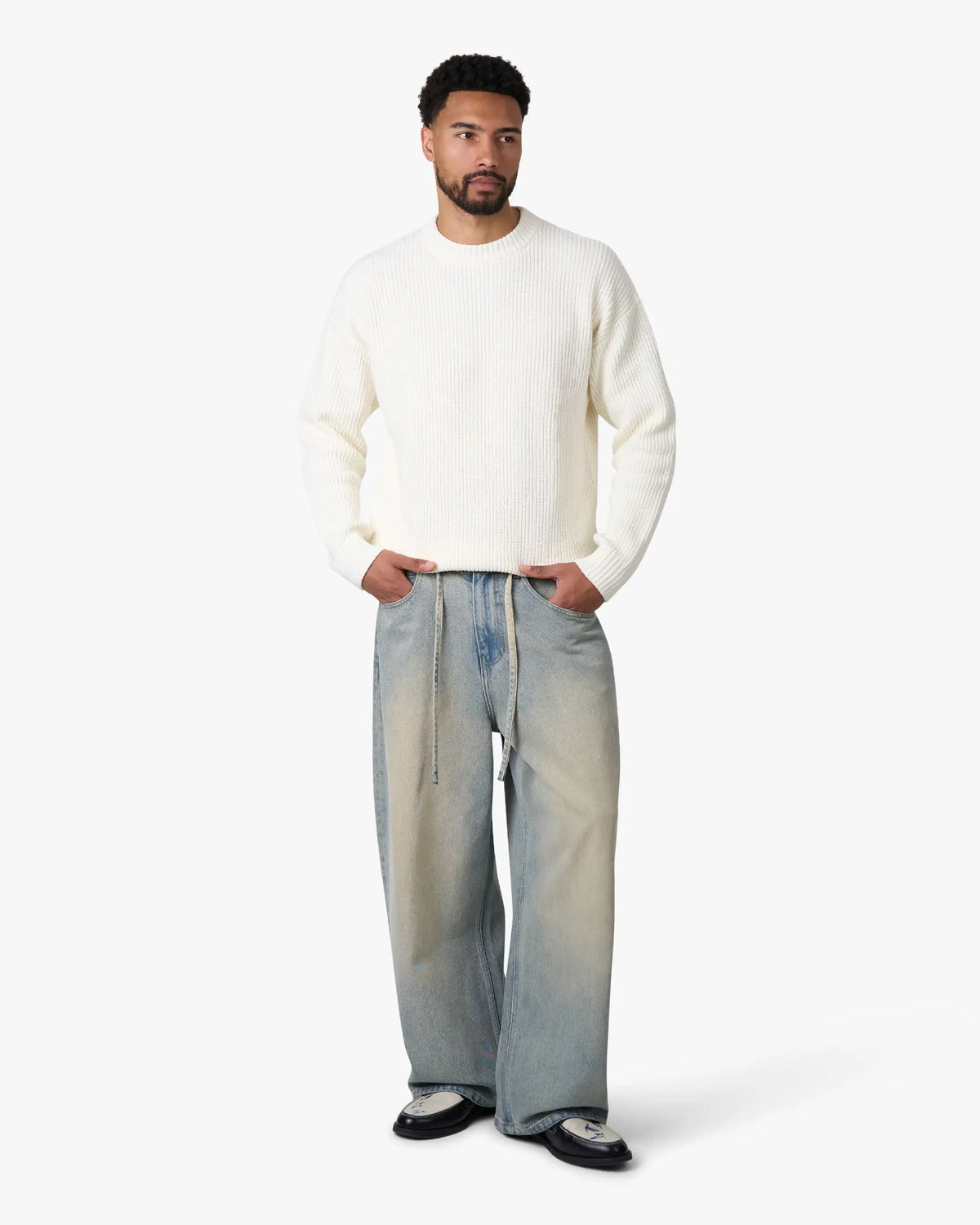Naval Knitted Cotton Sweater | Ecru