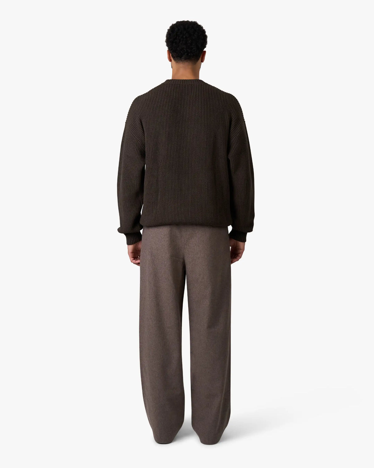 Naval Knitted Cotton Sweater | Dark Brown