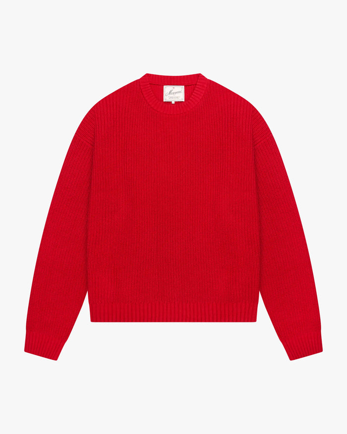 Naval Knitted Cotton Sweater | Red