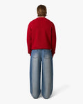 Naval Knitted Cotton Sweater | Red