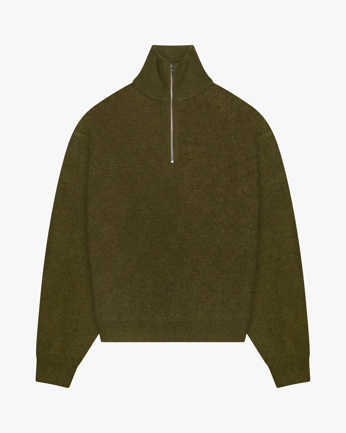 Sontuso Knitted Half-Zip Sweater | Green flatlay
